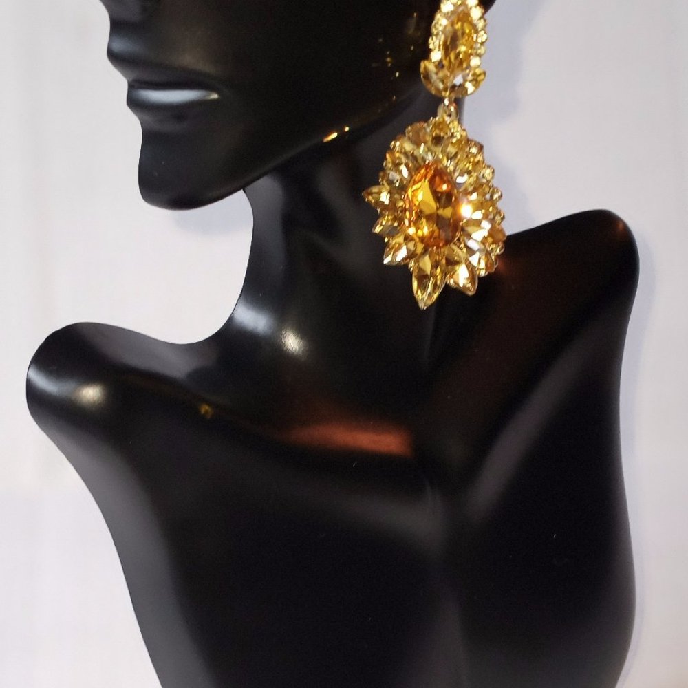 Yellow Citrine Statement Earrings - image 2
